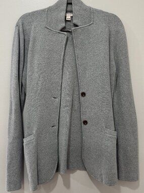 J.Crew Grey Knit Blazer Cardigan Sweater Jacket M